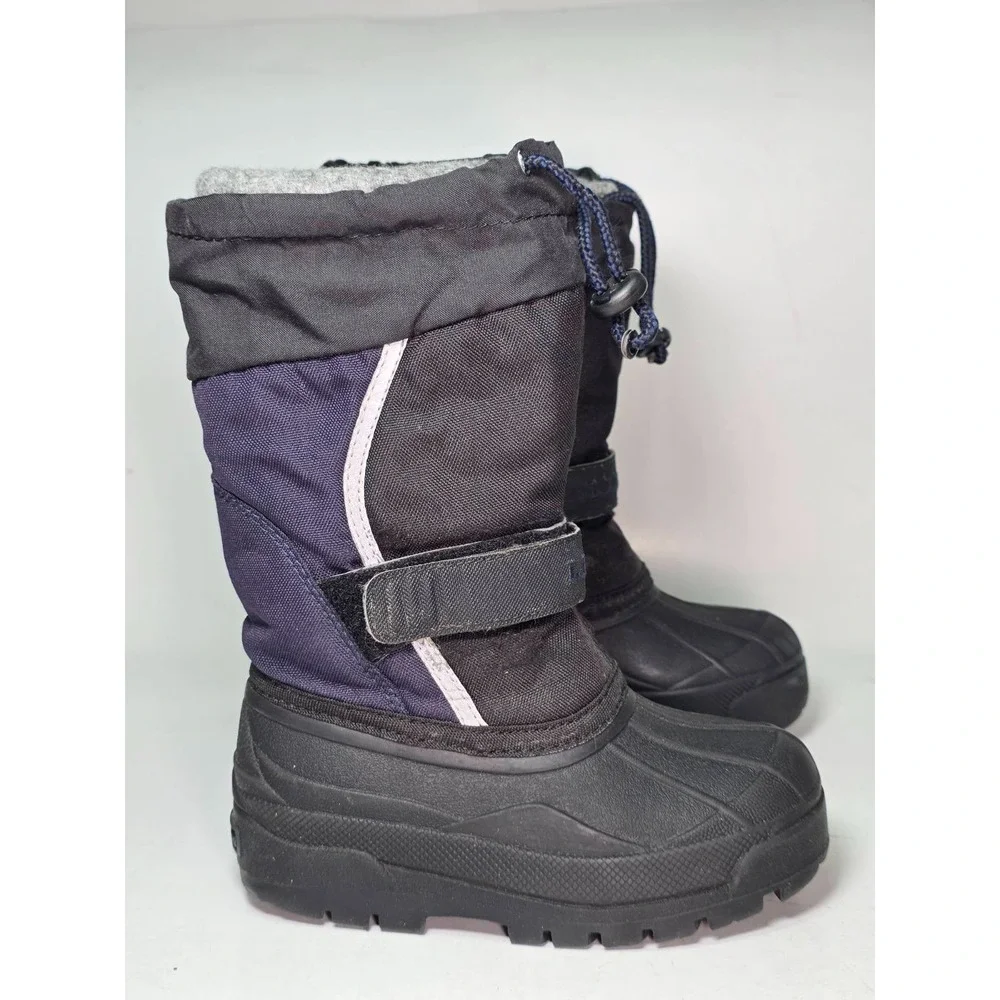 LL‎ Bean Northwoods Kids Winter Snow Boots Size 12 Navy Blue Black Boys Shoes